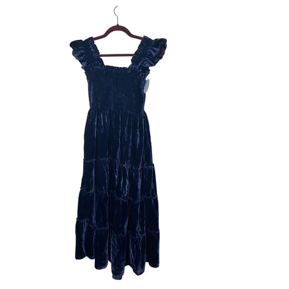 Hill House Ellie Nap Dress Blue Velvet Size Medium - Picture 3 of 5